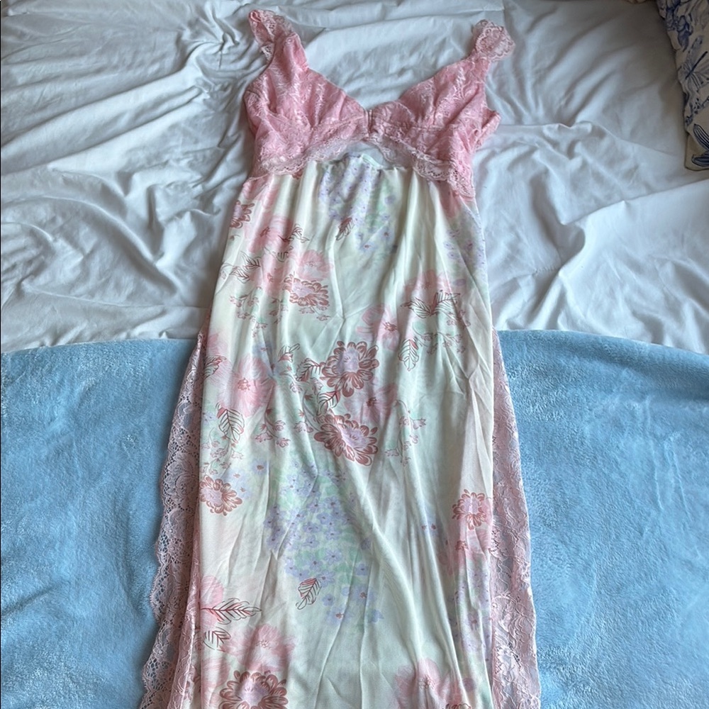 Pink and Cream Lace slip dress